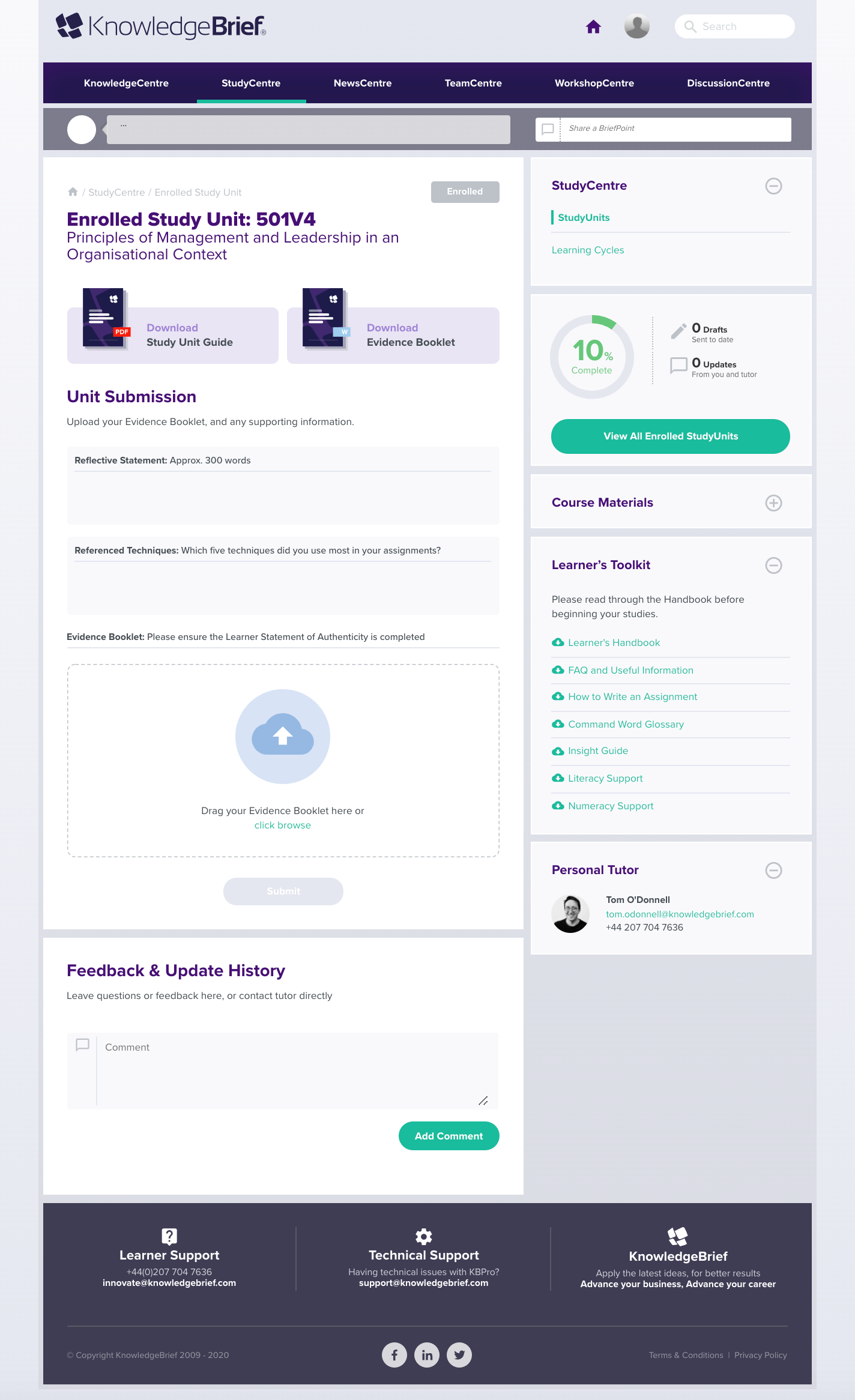 Study Unit page — enrolled