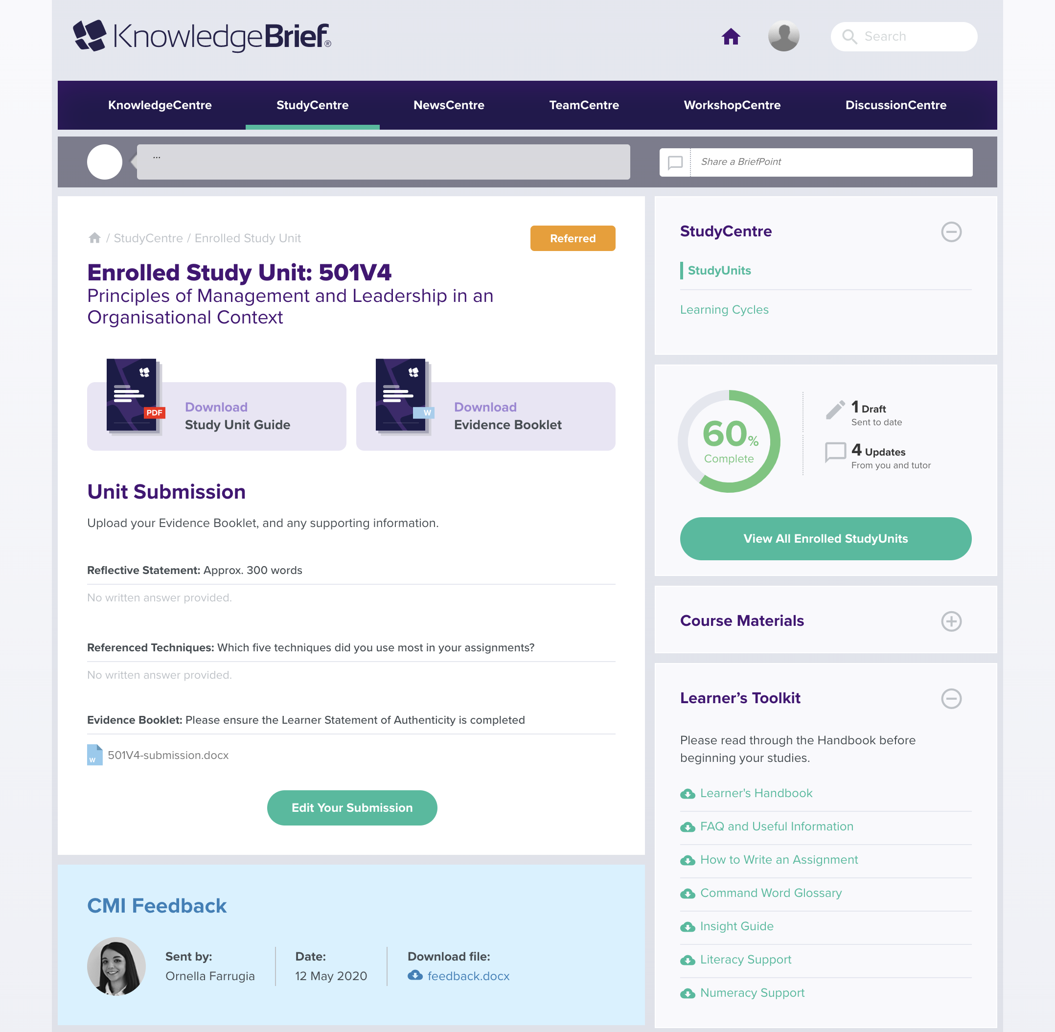 Study Unit page — referred by CMI