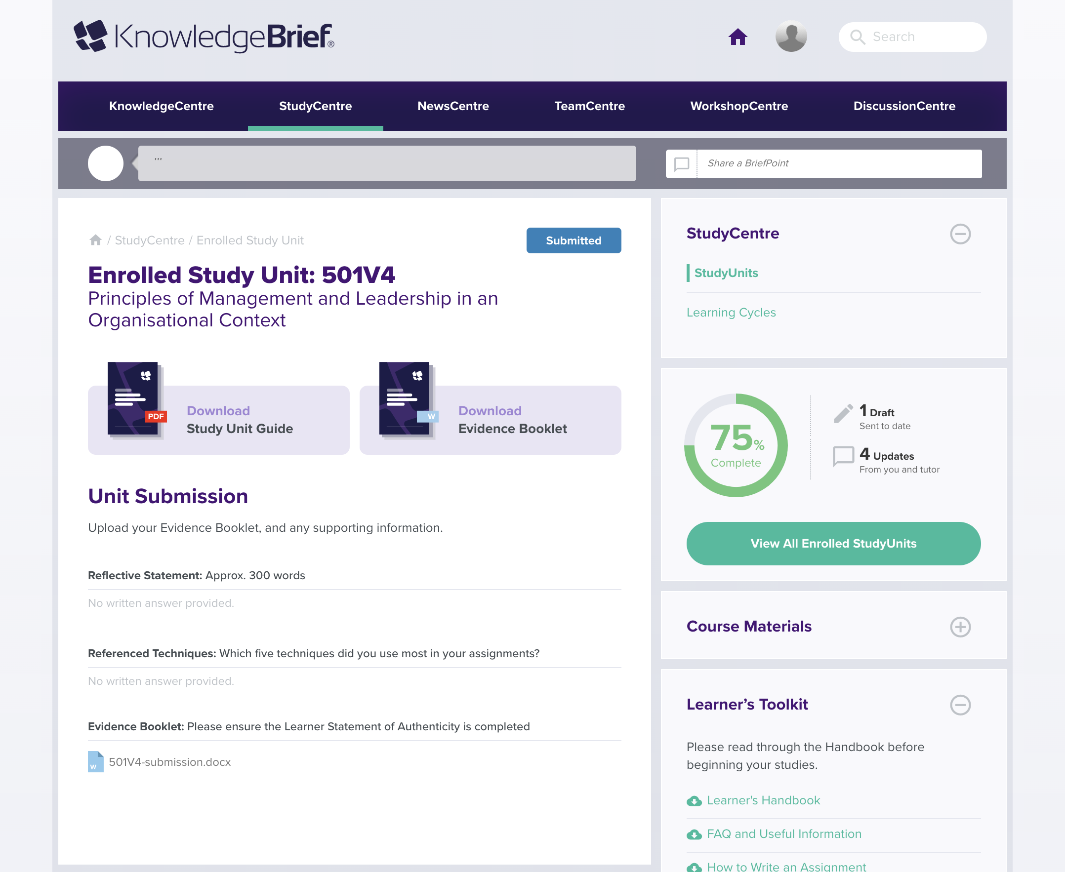 Study Unit page — submitted to CMI